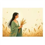 Tarlada Kadın Figürü Modern Ahşap Tablo 35cm X50cm