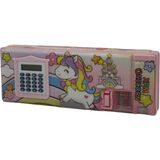 Taros Unıck Color Unicorn Hesap Makineli Fonksiyonel Kalem Kutusu - Açık Pembe - Koyu Pembe