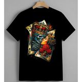 Tarot Kartlari Kirmizi Guller Baskılı Unisex Erkek Kadın Oversize Tişört Siyah