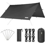 Tarp Gölgelik Tente, Taşınabilir Örtü Branda Çok Işlevli Outdoor Açık Hava Kamp Seyahat Tente Branda Güneşlik Karavan Tente Yan Çadır Gölgelik - 300X300 cm - Siyah