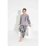 Tarp Gri West Nakışlı Polar Erkek Çocuk Pijama Takımı 4-15 Yaş 3736-3737-3738-G - 4 - 5 Yaş