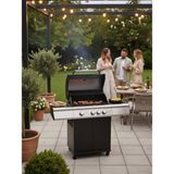 Tarrington House Paxton Gazlı Mangal Brülörlü Büyük Barbekü 3+1 Siyah Döküm Izgara ile 60x41 cm Alan