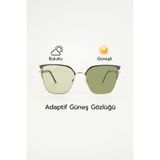 TARSS Sophia Adaptif Yeşil Metal Cat Eye Güneş Gözlüğü | Otomatik Koyulaşan Cam Rengi