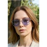 TARSS Sophia Mor Metal Cat Eye Güneş Gözlüğü | Mor Camlı | Desenli Saplar