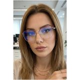 TARSS Sophia Red Metal Cat Eye Mavi Işık Filtreli Gözlük | Şık Sap Detaylı