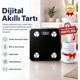 Tartı Dijital Baskül Yağ Su Kas Vücut Kitle Endeksi Kilo Ölçer Tartı Profesyonel - Diyetisyen Onayli siyah