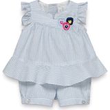 Tartine et Chocolat Çizgili Fırfır Kollu Tunik ve Şort Kız Bebek 2'li Set - Standart - 9 Ay