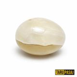 Taru Pasaj Oniks Doğal Taş Yumurta Obje, El Yapımı, Parlak Cilalı, 7x5 cm, Dekoratif Biblo (Beyaz)