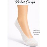 Tarz Babet Çorap Dantelli Silikonlu Babet 6 Lı Set Beyaz - Standart