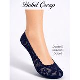Tarz Babet Çorap Dantelli Silikonlu Babet 6 Lı Set Lacivert - Standart
