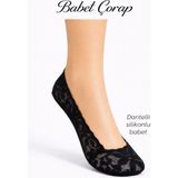 Tarz Babet Çorap Dantelli Silikonlu Babet 6 Lı Set Siyah - Standart