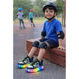 Tarz Çocuk Işıklı Patenli Ayakkabı Erkek Çocuk LED Tabanlı Spor Sneaker Geniş Taban - Siyah