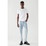 Tarz Cool Beyaz Basic Erkek Slim Fit %100 Pamuklu Kısa Kollu Bisiklet Yaka T-Shirt - Mat Beyaz