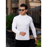 Tarz Cool Beyaz Erkek Slim Fit Yarım Balıkçı Fitilli Triko KAZAK-TRZ19158R03S