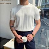 Tarz Cool Beyaz Erkek Yuvarlak Yaka Örme T-Shirt