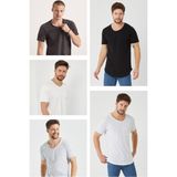 Tarz Cool Beyaz-Siyah-Kırık Beyaz-Antrasit-Gri Erkek Regular/normal Kesim Pis Yaka Kısa Kollu T-Shirt - Beyaz - Siyah - Kırık Beyaz - Antrasit - Gri