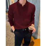 Tarz Cool Bordo Erkek Polo Yaka Fitilli Triko Kazak