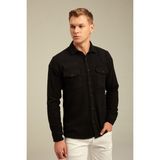 Tarz Cool Erkek Açık Gri Oduncu Gömleği - Siyah - 2XL