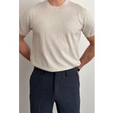 Tarz Cool Erkek Bej Slim Fit Bisiklet Yaka Triko T-Shirt
