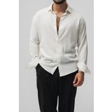 Tarz Cool Erkek Beyaz Embossed Oversize Gömlek