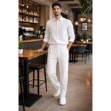 Tarz Cool Erkek Beyaz Oversize Keten Takım Salaş Kesim Gömlek Pantolon Yazlık Kombin