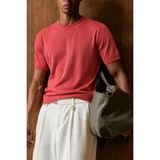 Tarz Cool Erkek Bisiklet Yaka Kısa Kollu Ince Triko Slim Fit Günlük Şık Triko T-Shirt - Kırmızı - XL