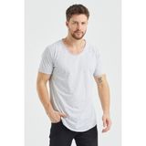 Tarz Cool Erkek Bisiklet Yaka T-Shirt - Gri