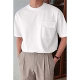 Tarz Cool Erkek Cepli Basic Tişört – Oversize Modern Kesim Günlük Şık Stil - Siyah - XL