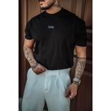 Tarz Cool Erkek Cool Nakışlı Regular Bisiklet Yaka T-Shirt - Siyah