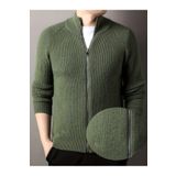 Tarz Cool Erkek Dik Yaka Fermuarlı Slim Fit Triko Hırka