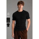 Tarz Cool Erkek Fitilli Likralı Slim Fit Bisiklet Yaka Tişört