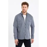 Tarz Cool Erkek Füme Çift Cepli Çıt Çıt Düğmeli Slim Fit Kot GÖMLEK-TCKTGMLKR07S - XL