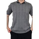Tarz Cool Erkek Füme Çizgili Kısa Kollu Triko T-Shirt