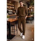 Tarz Cool Erkek Kahverengi Oversize Keten Takım Salaş Kesim Gömlek Pantolon Yazlık Kombin