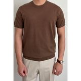 Tarz Cool Erkek Kahverengi Slim Fit Bisiklet Yaka Triko T-Shirt