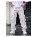 Tarz Cool Erkek Kargo Cep Baggy Pantolon Gümüş Rengi