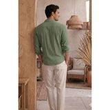 Tarz Cool Erkek Keten Karışımlı Gömlek Relaxed Yazlık Ince Kumaş Şık Casual Gömlek - Haki - 2XL