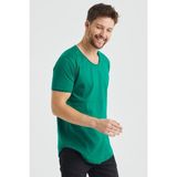 Tarz Cool Erkek Kırmızı Oval Etek Geniş Yaka %100 Pamuk Kısa Kollu T-Shirt - Pembe
