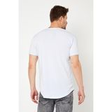 Tarz Cool Erkek Kırmızı Oval Etek Geniş Yaka %100 Pamuk Kısa Kollu T-Shirt - XL - Renkli