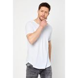 Tarz Cool Erkek Kırmızı Oval Etek Geniş Yaka %100 Pamuk Kısa Kollu T-Shirt - XL