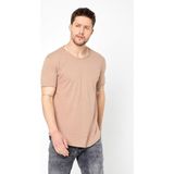 Tarz Cool Erkek Kırmızı Oval Etek Geniş Yaka %100 Pamuk Kısa Kollu Tişört - Mat Siyah - XL