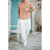 Tarz Cool Erkek Krep Kumaş Oversize Gömlek - Krem