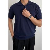 Tarz Cool Erkek Lacivert Düğmeli Regular Fit Triko T-Shirt