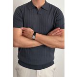 Tarz Cool Erkek Mat Füme Slim Fit Fitilli Polo Yaka Triko T-Shirt