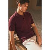Tarz Cool Erkek Old Money Çizgili Polo Yaka Triko Tişört Slim Fit - Bordo