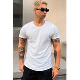 Tarz Cool Erkek Oval Etek Geniş Yaka %100 Pamuk Kısa Kollu Tişört