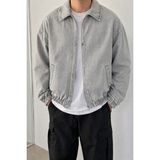 Tarz Cool Erkek Oversize Bomber Ceket Fermuarlı Basic Günlük Şık Mont - 2XL - Gri