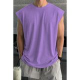 Tarz Cool Erkek Oversize Kolsuz Tişört %100 Pamuk Süprem Basic Bisiklet Yaka - Mor