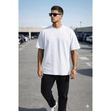 Tarz Cool Erkek Oversize Tişört – Minimal “don’t Look Back” Detaylı Basic - Beyaz - XL