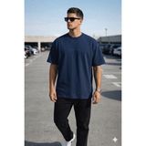Tarz Cool Erkek Oversize Tişört – Minimal “don’t Look Back” Detaylı Basic - Lacivert